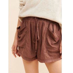 Free People Emma Patch pocket linen blend shorts